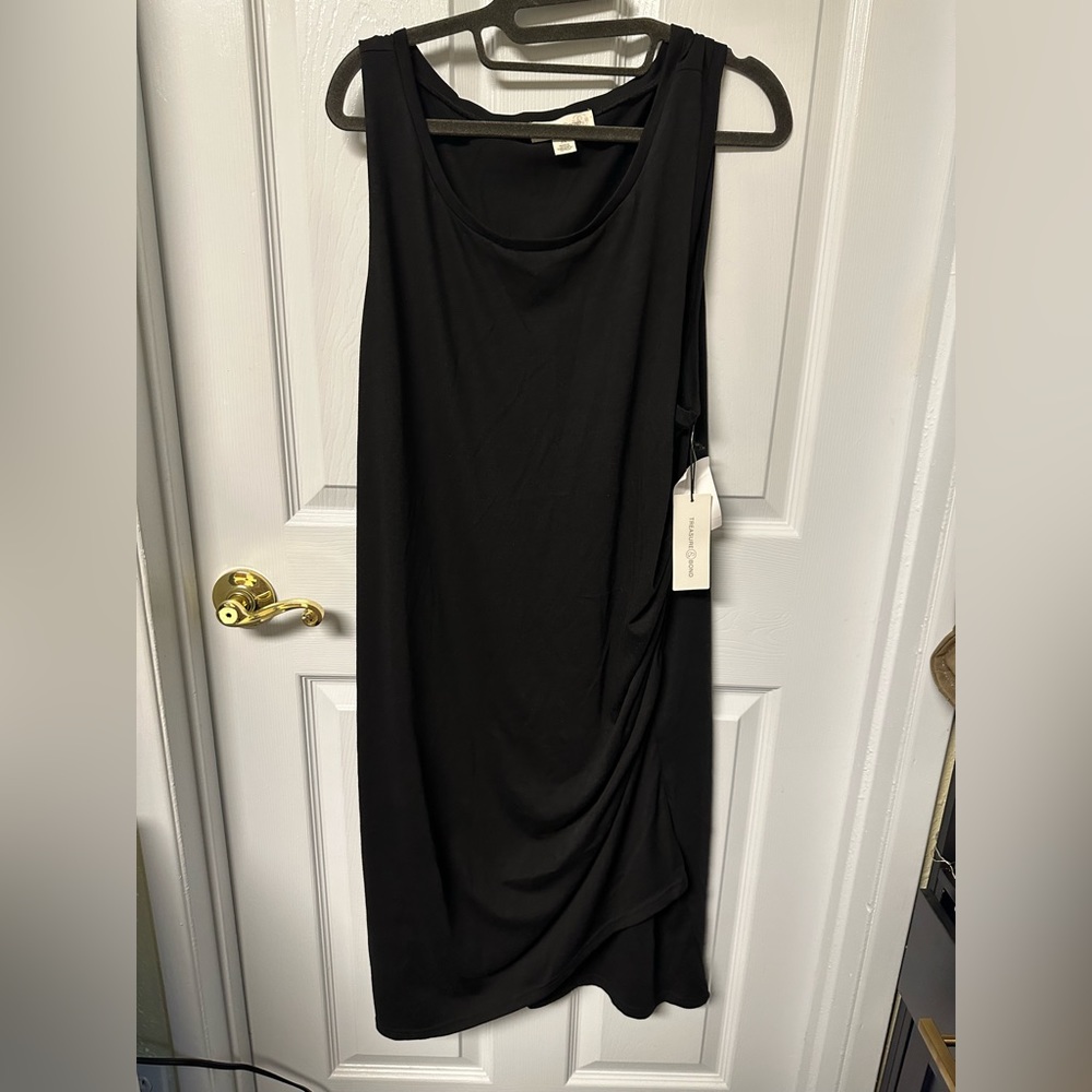 Treasure and bond runched sleeveless jersey dress